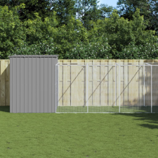 vidaXL világosszürke horganyzott acél tetős kutyakennel 214x1273x181cm szállítóbox, fekhely kutyáknak