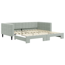 vidaXL világosszürke kihúzható bársony heverő 100 x 200 cm (3196698) ágy és ágykellék