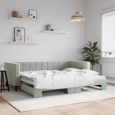 vidaXL világosszürke kihúzható bársony heverő 90 x 200 cm ágy és ágykellék