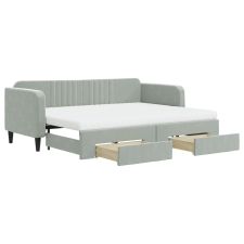 vidaXL világosszürke kihúzható bársony heverő fiókkal 80 x 200 cm (3197128) ágy és ágykellék