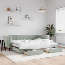 vidaXL világosszürke kihúzható bársony heverő fiókkal 90 x 190 cm ágy és ágykellék