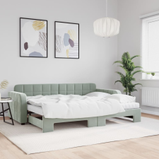 vidaXL világosszürke kihúzható bársony heverő matraccal 80 x 200 cm ágy és ágykellék
