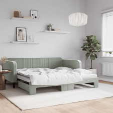 vidaXL világosszürke kihúzható bársonyheverő 90 x 190 cm ágy és ágykellék