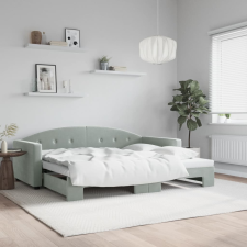 vidaXL világosszürke kihúzható bársonyheverő 90 x 190 cm ágy és ágykellék