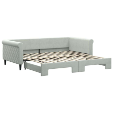 vidaXL Világosszürke kihúzható szövet heverő 100 x 200 cm ágy és ágykellék