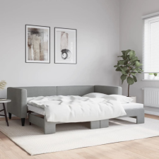 vidaXL világosszürke kihúzható szövet heverő 90 x 200 cm ágy és ágykellék