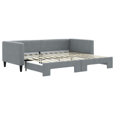 vidaXL világosszürke kihúzható szövet heverő 90 x 200 cm (3196578) ágy és ágykellék