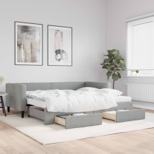 vidaXL világosszürke kihúzható szövet heverő fiókkal 90 x 190 cm ágy és ágykellék