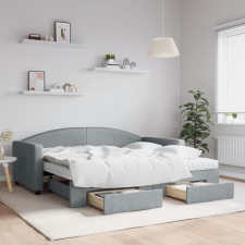 vidaXL világosszürke kihúzható szövet heverő fiókkal 90 x 190 cm ágy és ágykellék