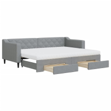 vidaXL világosszürke kihúzható szövet heverő fiókokkal 80 x 200 cm (3197475) ágy és ágykellék
