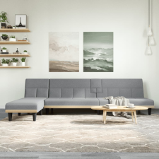 vidaXL világosszürke L-alakú bársony kanapéágy 255x140x70 cm bútor