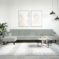 vidaXL világosszürke L-alakú bársony kanapéágy 260x140x70 cm bútor