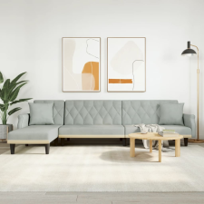 vidaXL világosszürke L-alakú bársony kanapéágy 271x140x70 cm bútor