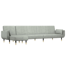 vidaXL világosszürke L-alakú bársony kanapéágy 275x140x70 cm (3157206) bútor