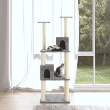 vidaXL világosszürke macskabútor szizál kaparófákkal 141 cm macskafelszerelés