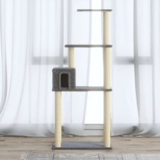 vidaXL világosszürke macskabútor szizál kaparófákkal 147 cm macskafelszerelés