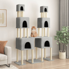 vidaXL Világosszürke macskabútor szizál kaparófákkal 199 cm macskafelszerelés
