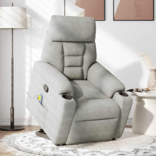 vidaXL világosszürke mikroszálas szövet felállást segítő masszázsfotel (3303095) masszázsfotel