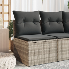 vidaXL világosszürke polyrattan karfa nélküli kerti kanapé párnával kerti bútor