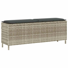 vidaXL világosszürke polyrattan kerti pad párnával 110x30x40,5 cm kerti bútor