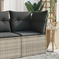 vidaXL Világosszürke polyrattan kerti sarokkanapé párnával kerti bútor