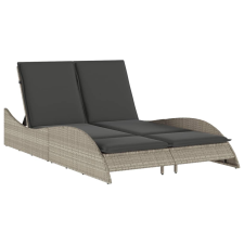 vidaXL világosszürke polyrattan napozóágy párnákkal 114x205x73 cm (368292) kerti bútor