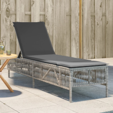 vidaXL világosszürke polyrattan napozóágy párnával kerti bútor