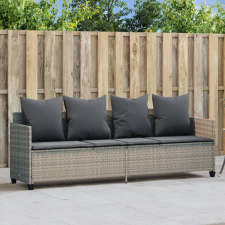 vidaXL Világosszürke polyrattan napozóágy párnával kerti bútor