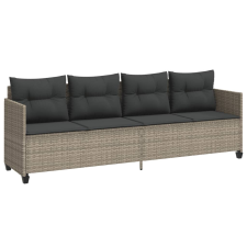 vidaXL világosszürke polyrattan napozóágy párnával (368331) kerti bútor