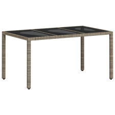 vidaXL világosszürke polyrattan üveglapos kerti asztal 150x90x75 cm (368125) kerti bútor