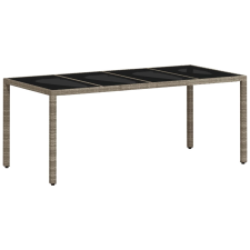 vidaXL világosszürke polyrattan üveglapos kerti asztal 190x90x75 cm (368128) kerti bútor