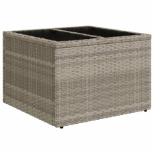 vidaXL világosszürke polyrattan üveglapos kerti asztal 55x55x37 cm (366182) kerti bútor
