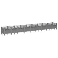 vidaXL világosszürke PP kerti virágláda cövekekkel 363,5x43,5x43,5 cm (368028) kerti tárolás