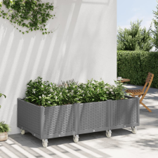 vidaXL világosszürke PP rácsos kerekes ültetőláda 150 x 80 x 54 cm kerti tárolás