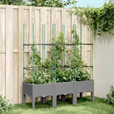 vidaXL Világosszürke pp rácsos kerti ültetőláda 120 x 40 x 142,5 cm kerti tárolás