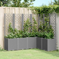 vidaXL világosszürke PP rácsos kerti ültetőláda 160 x 120 x 140 cm kerti tárolás