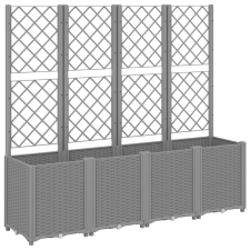 vidaXL világosszürke PP rácsos kerti ültetőláda 160 x 40 x 140 cm (367872) kerti tárolás