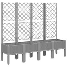 vidaXL világosszürke PP rácsos kerti ültetőláda 160 x 40 x 142 cm (367932) kerti tárolás