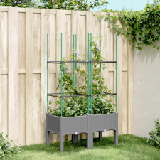 vidaXL Világosszürke PP rácsos kerti ültetőláda 80 x 40 x 142,5 cm kerti tárolás