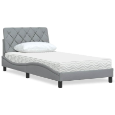 vidaXL világosszürke szövet ágy matraccal 100x200 cm ágy és ágykellék