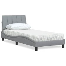 vidaXL világosszürke szövet ágy matraccal 90x190 cm ágy és ágykellék