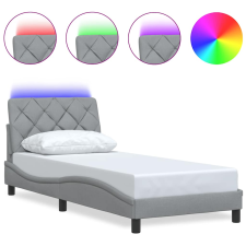 vidaXL világosszürke szövet ágykeret LED-es matrac nélkül 80x200 cm (3310629) ágy és ágykellék
