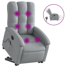 vidaXL világosszürke szövet dönthető elektromos álló masszázsfotel (3204128) masszázsfotel