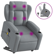 vidaXL világosszürke szövet felállást segítő dönthető masszázsfotel (3204494) masszázsfotel