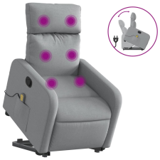 vidaXL világosszürke szövet felállást segítő dönthető masszázsfotel (3206708) masszázsfotel