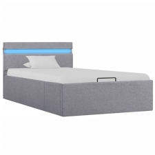 vidaXL világosszürke szövet LED-es ágy hidraulikus tárolóval 90x200 cm ágy és ágykellék