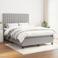 vidaXL világosszürke szövet rugós ágy matraccal 140 x 190 cm ágy és ágykellék