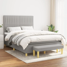 vidaXL világosszürke szövet rugós ágy matraccal 140 x 200 cm ágy és ágykellék