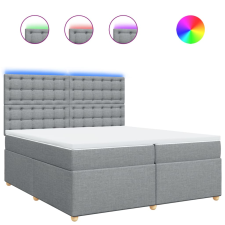 vidaXL világosszürke szövet rugós ágy matraccal 200 x 200 cm (3293701) ágy és ágykellék