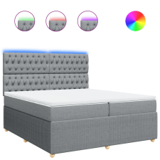 vidaXL világosszürke szövet rugós ágy matraccal 200 x 200 cm (3294470) ágy és ágykellék